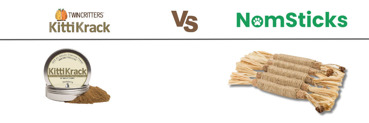 Twin Critters KittiKrack vs NomSticks: Which Kind of SIlvervine is Better for Your Cat?