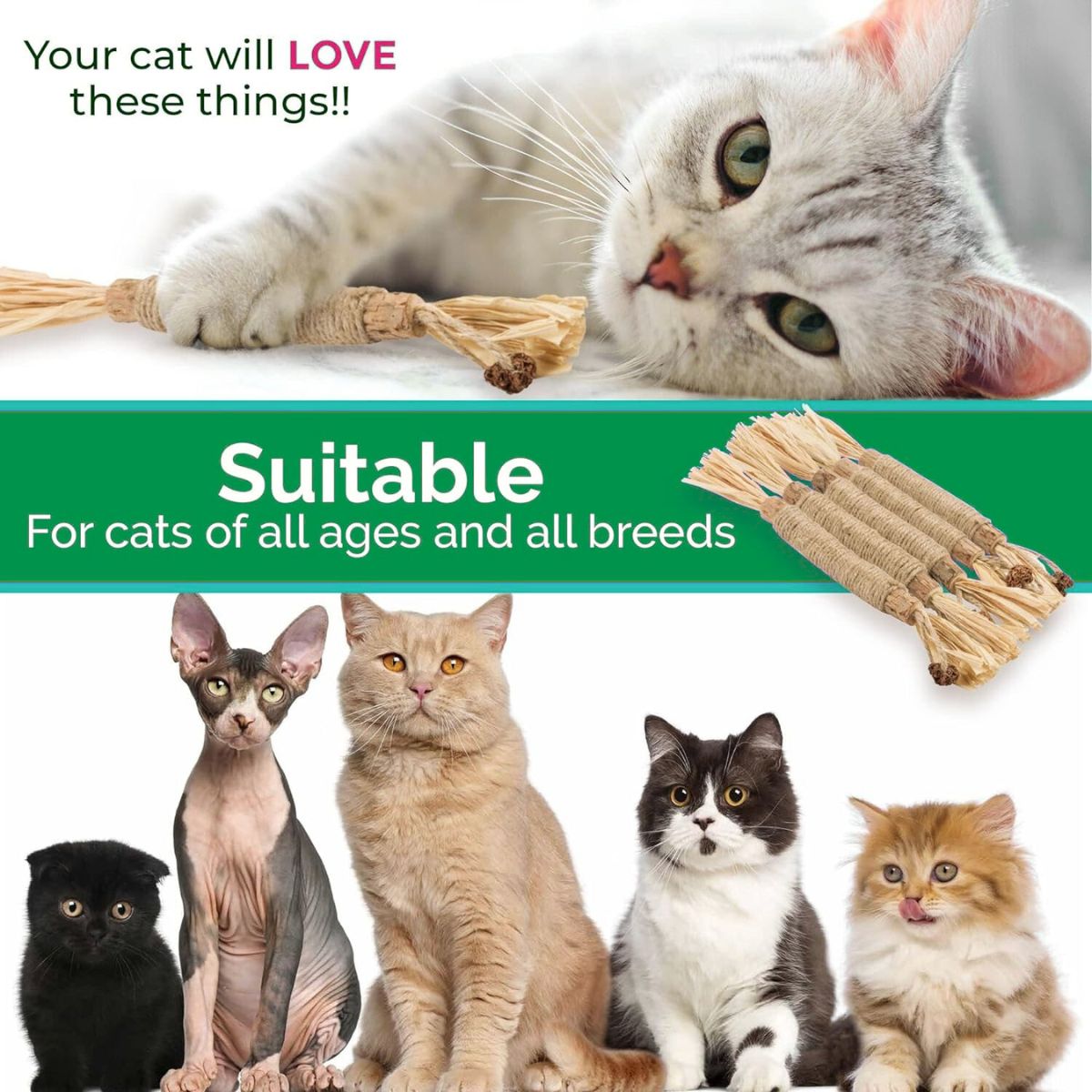 NomSticks silvervine sticks for cats are suitable for all ages and breeds